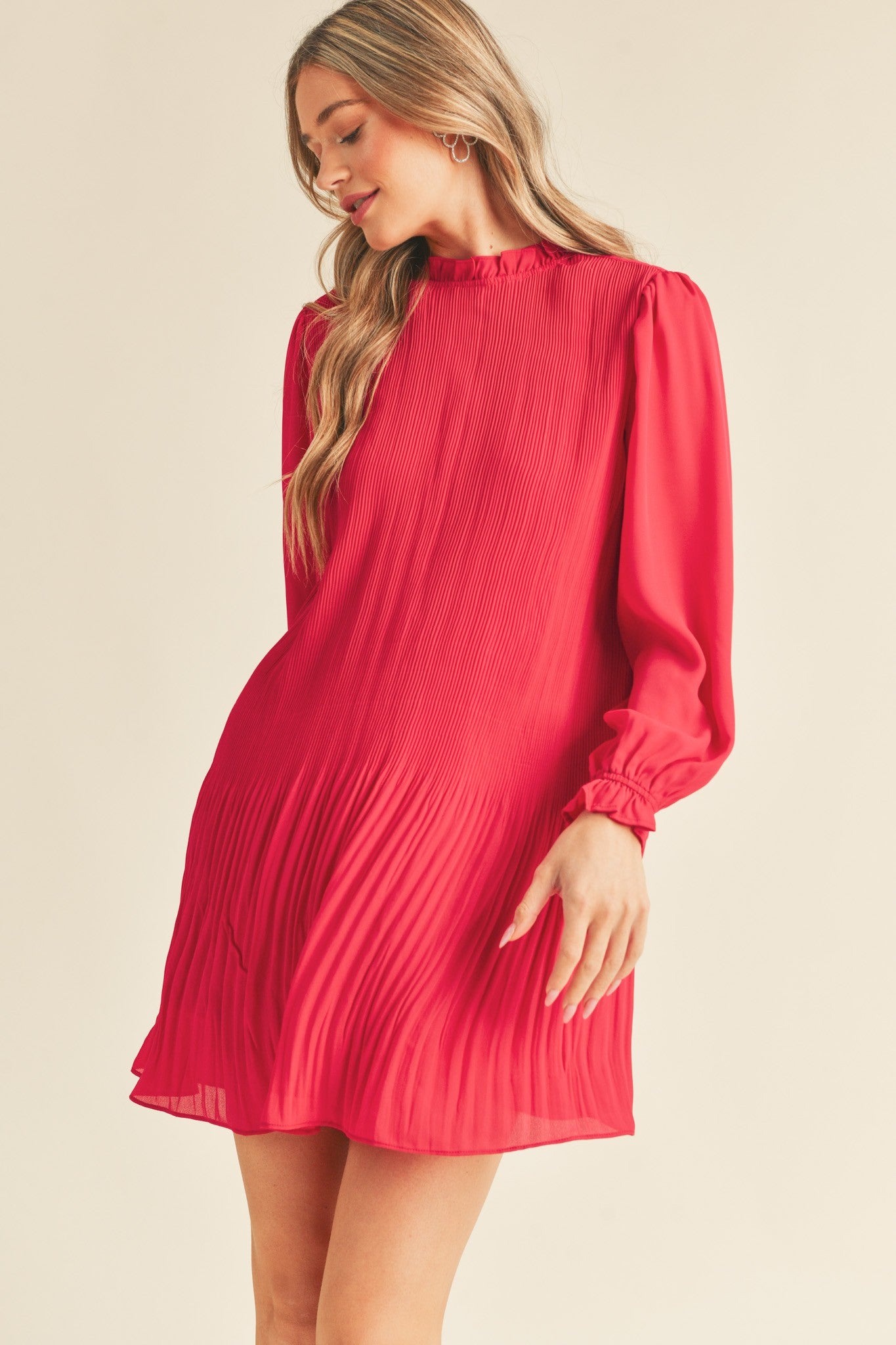 Pleated High Neck Mini