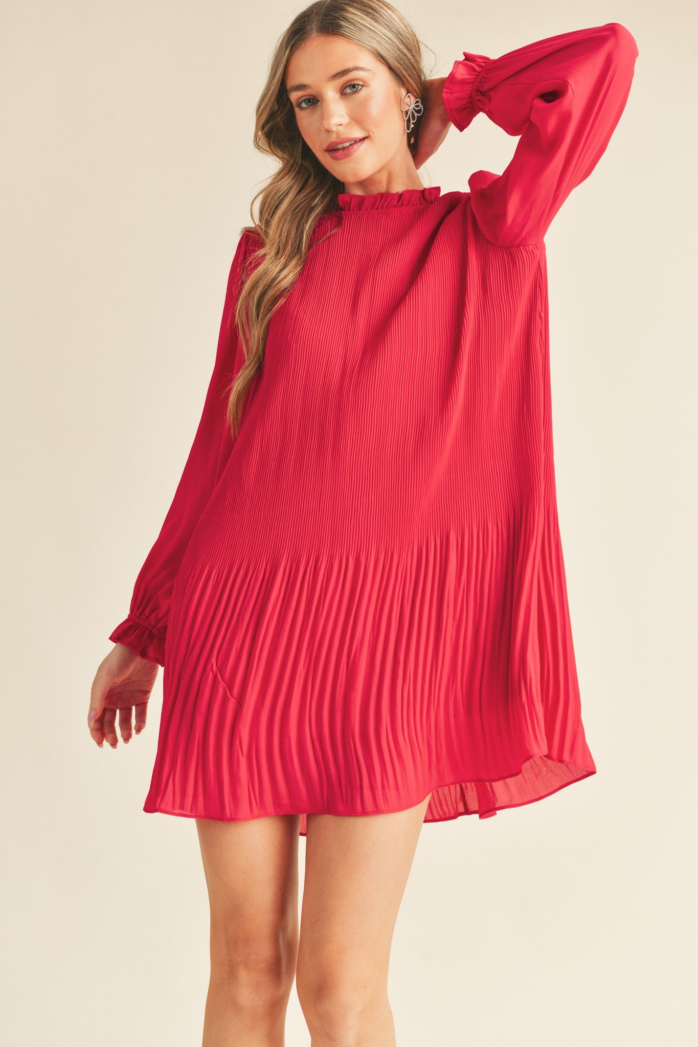 Pleated High Neck Mini