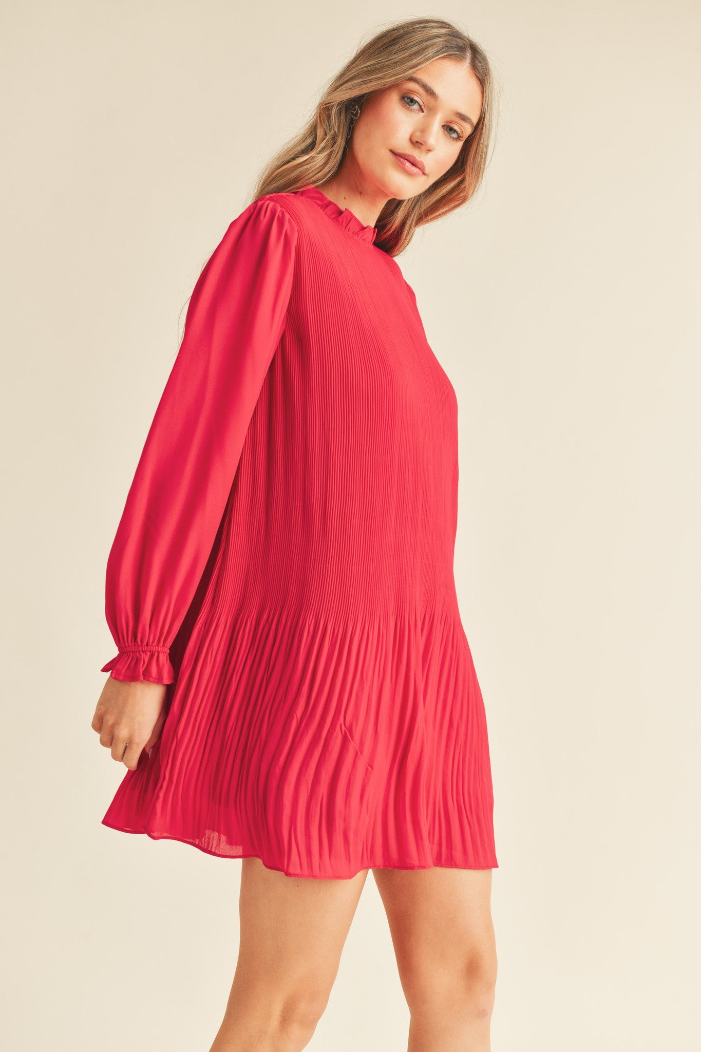 Pleated High Neck Mini