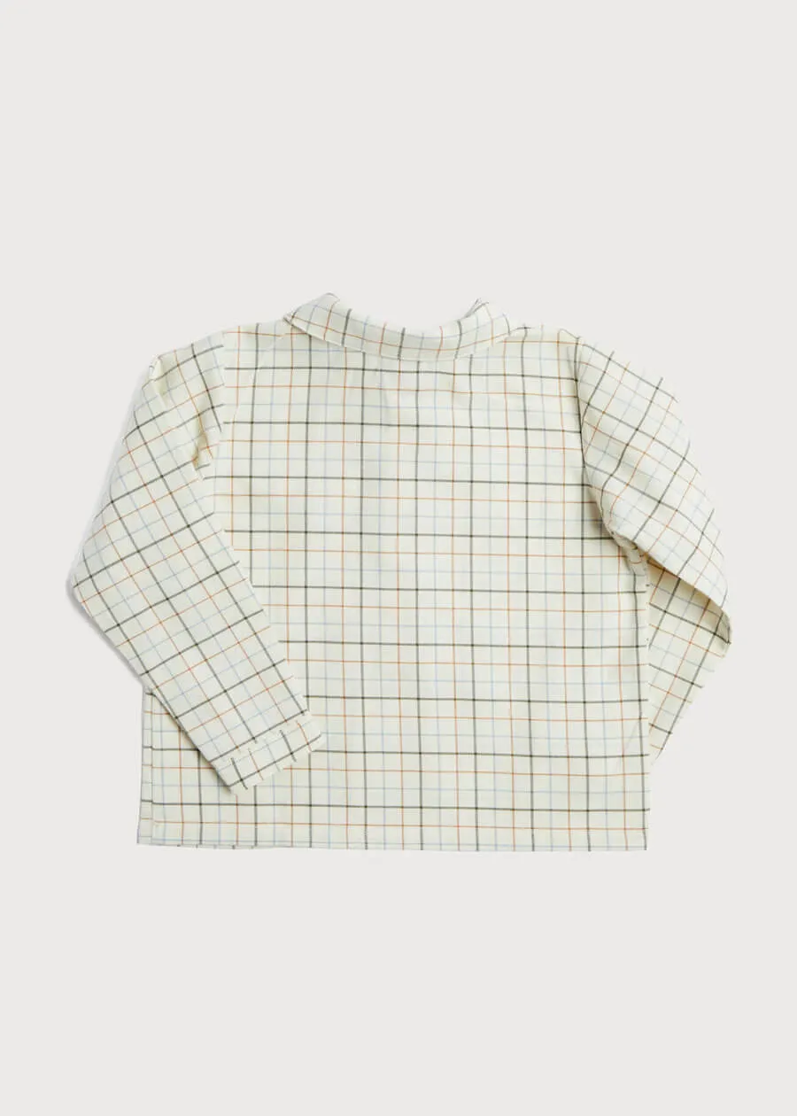 Polo Collar Long Sleeve Shirt in Brown (12mths-10yrs)