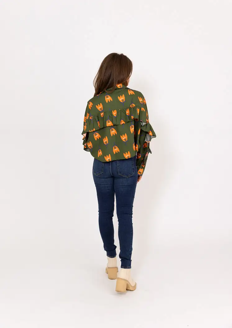 Poplin Poppy Button Up Top