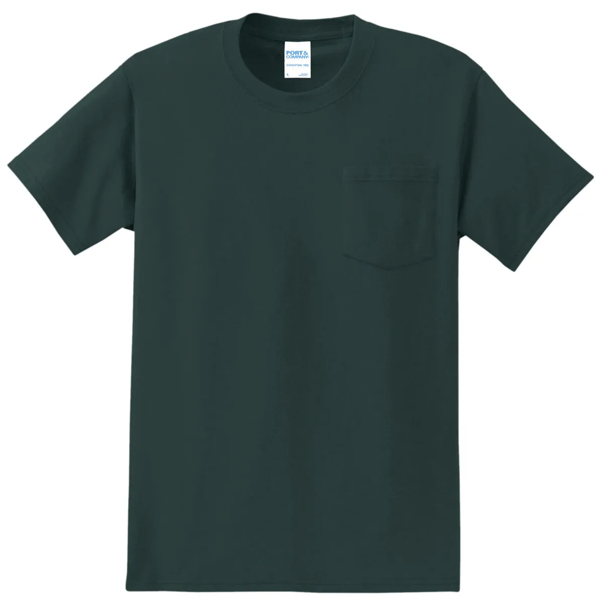 Port & Company Men's Dark Green Essential Pocket Tee