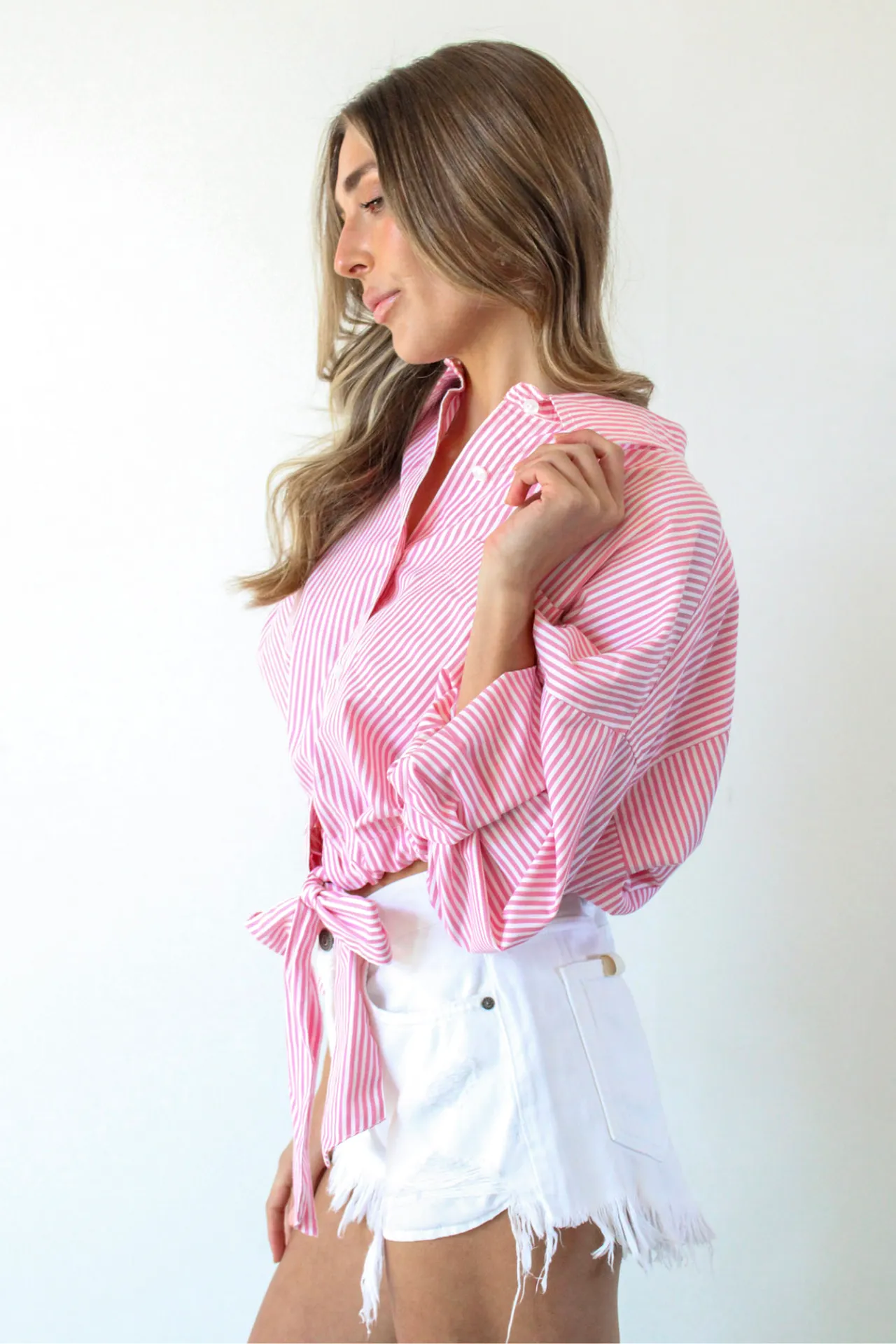 Primrose Button Up Top in Pink