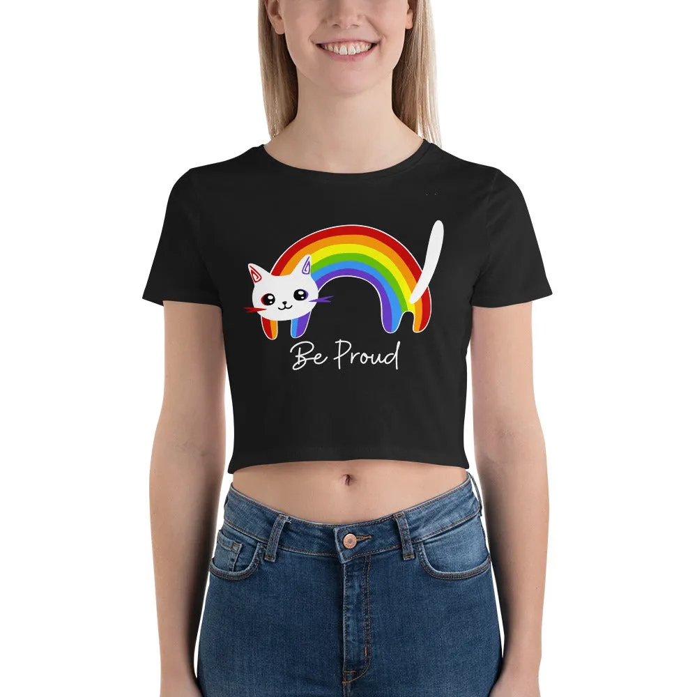 Rainbow Be Proud Cat Women’s Crop Tee