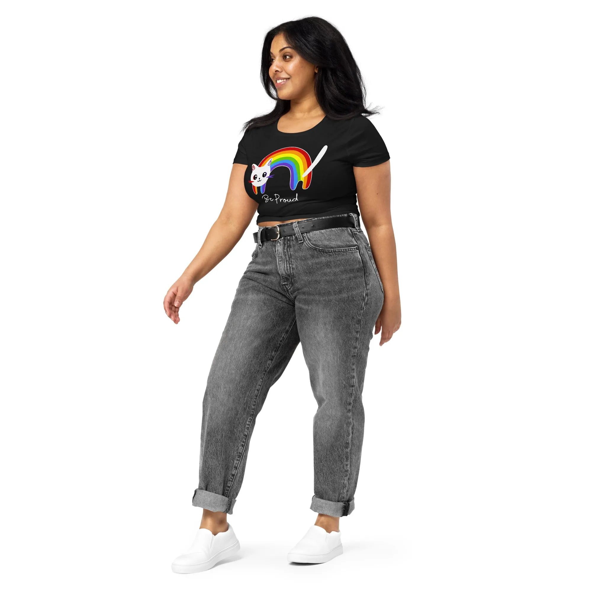 Rainbow Be Proud Cat Women’s Crop Tee