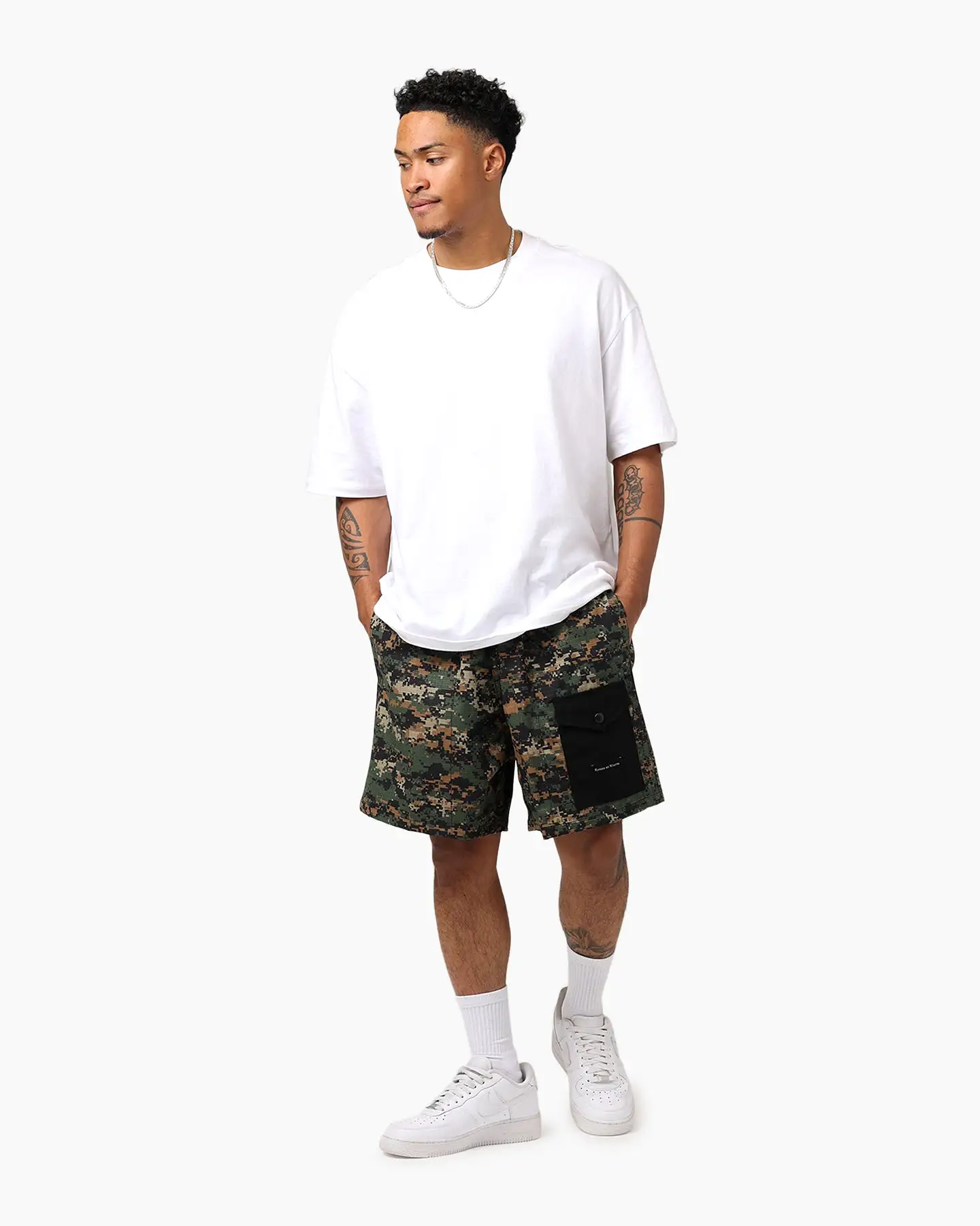 Raised By Wolves Barbarian Ripstop Camp Shorts Green Digi Camo