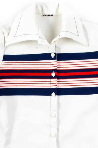 Red & Navy Chest Stripe Button Up Shirt