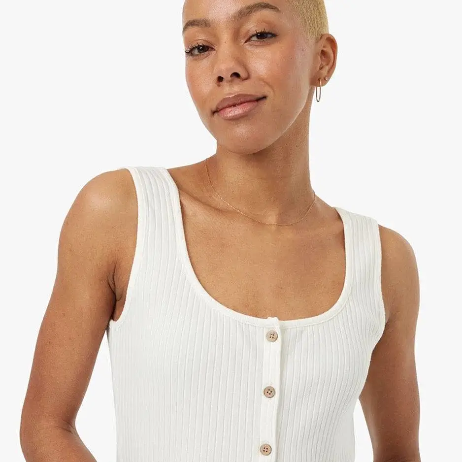 Rib Button Front Tank | Multiple Colours