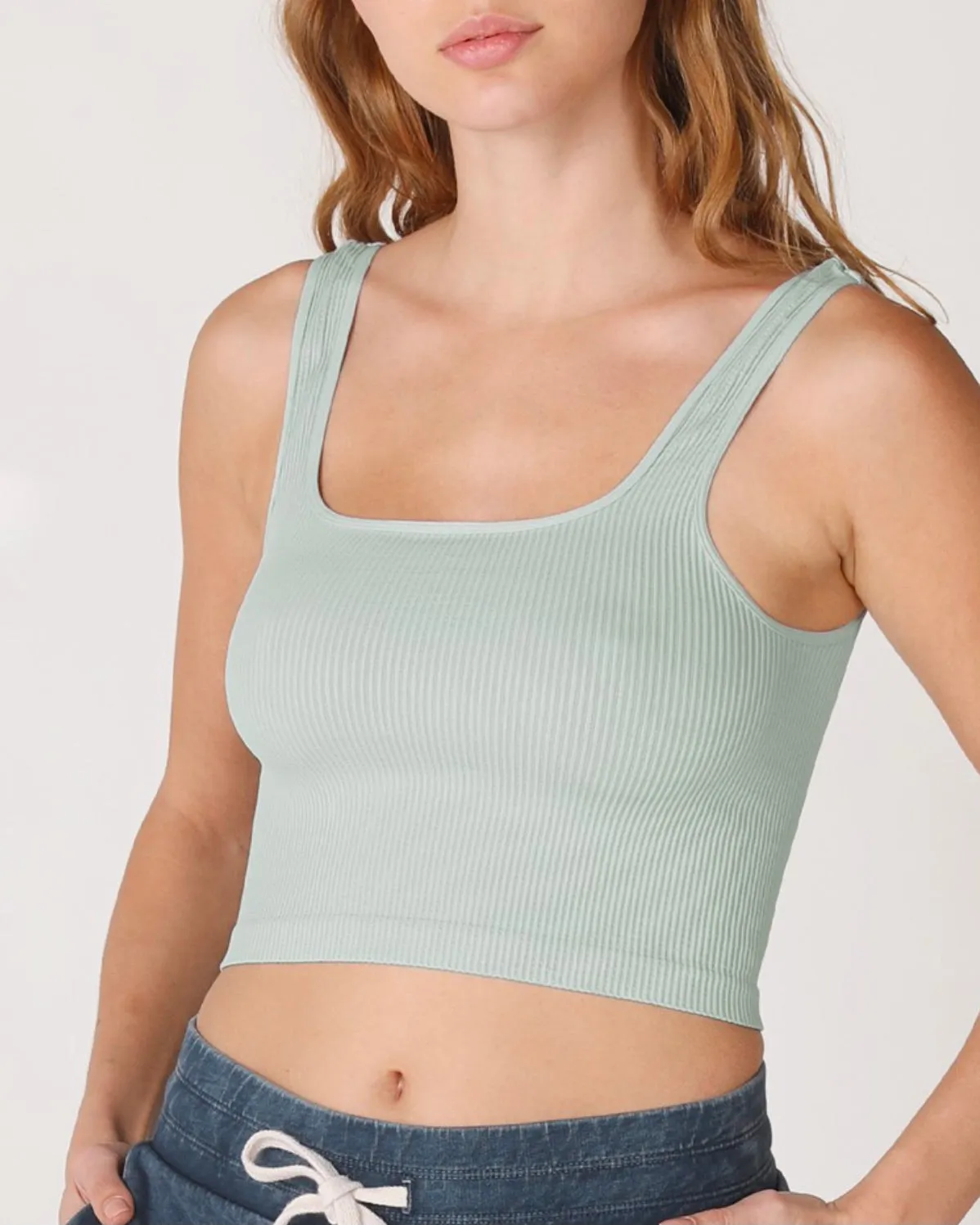 Rockstar Ribbed Square Neck Crop Top in More Colors