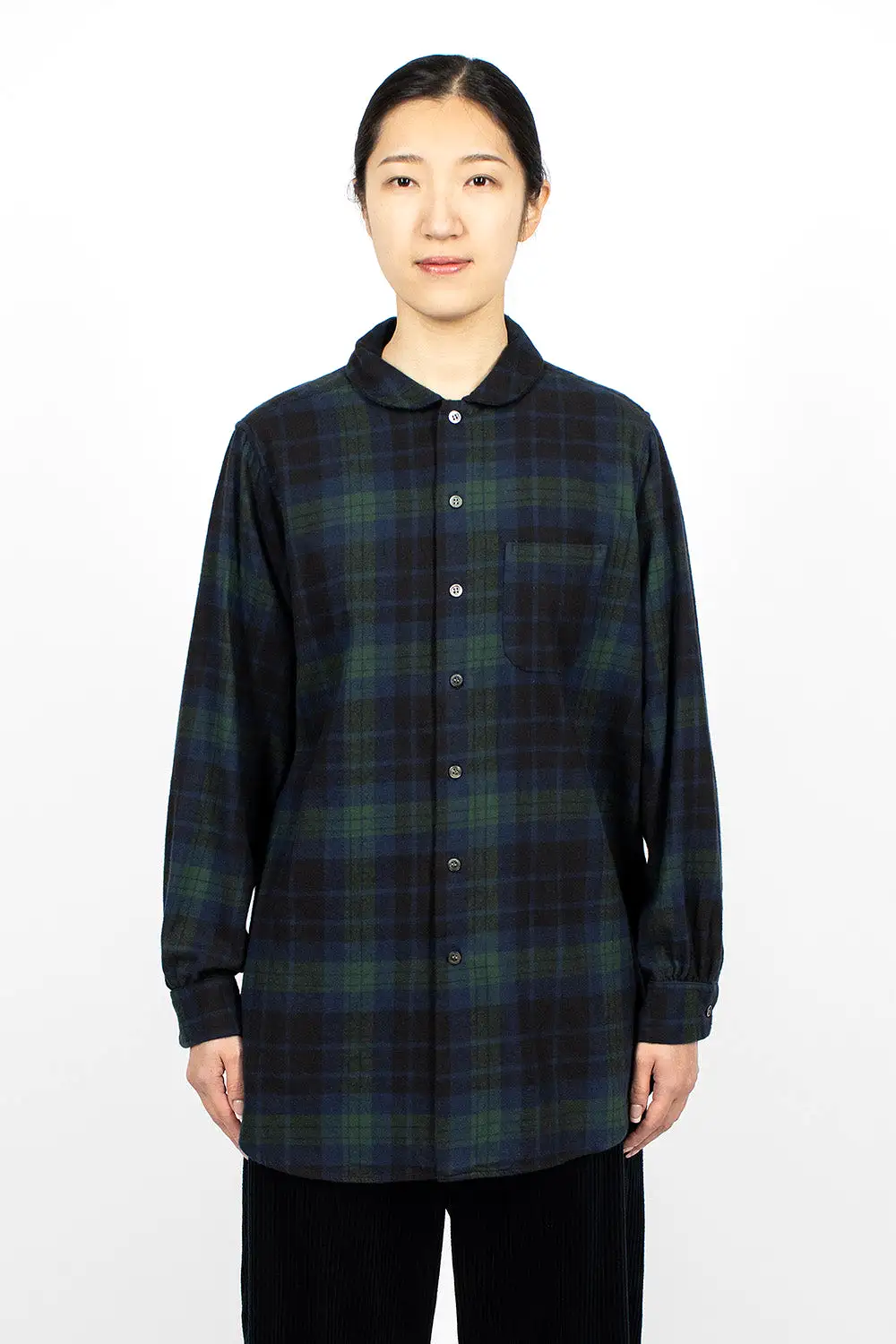 Rounded Collar Shirt Blackwatch Tartan