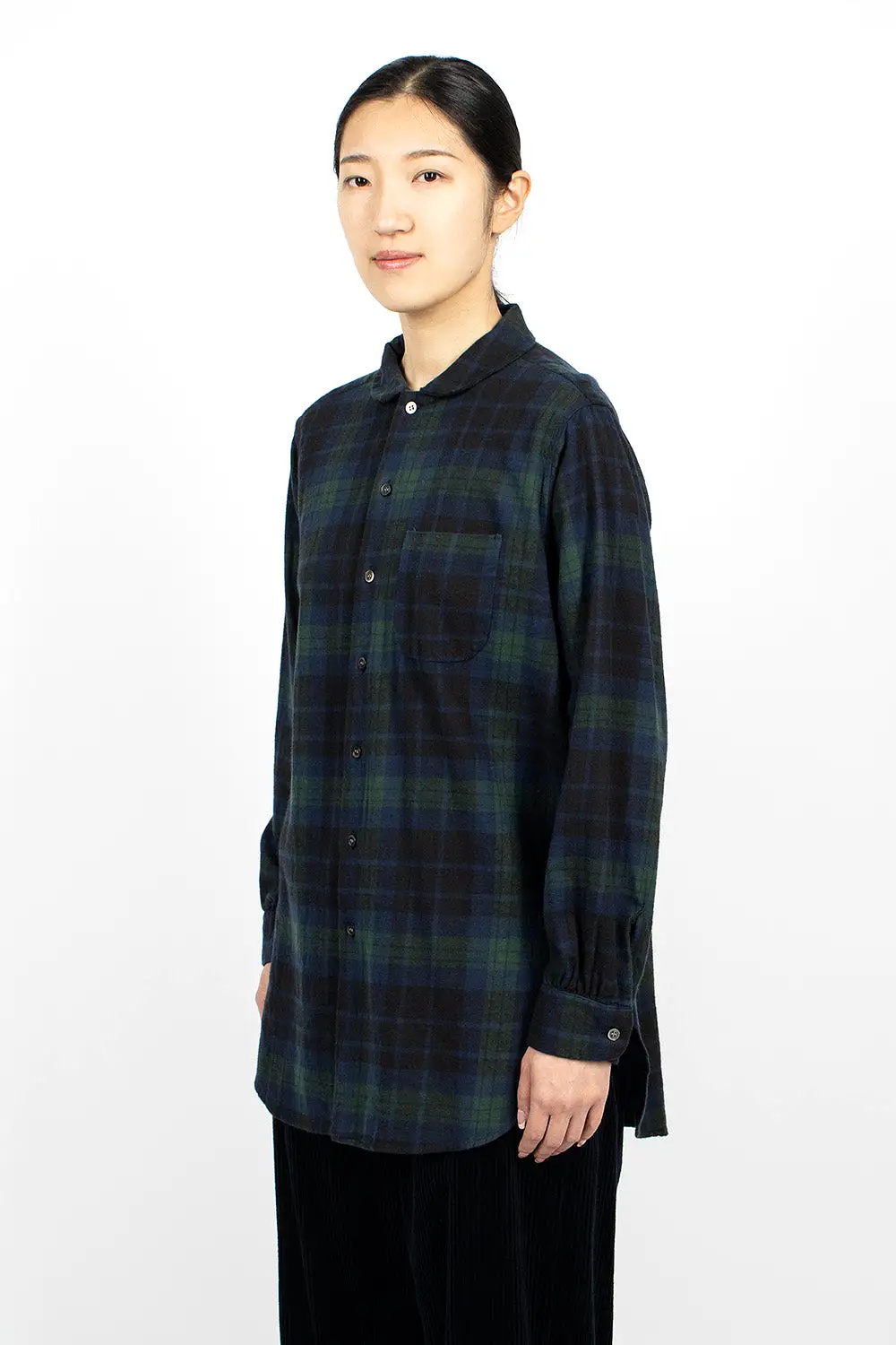 Rounded Collar Shirt Blackwatch Tartan