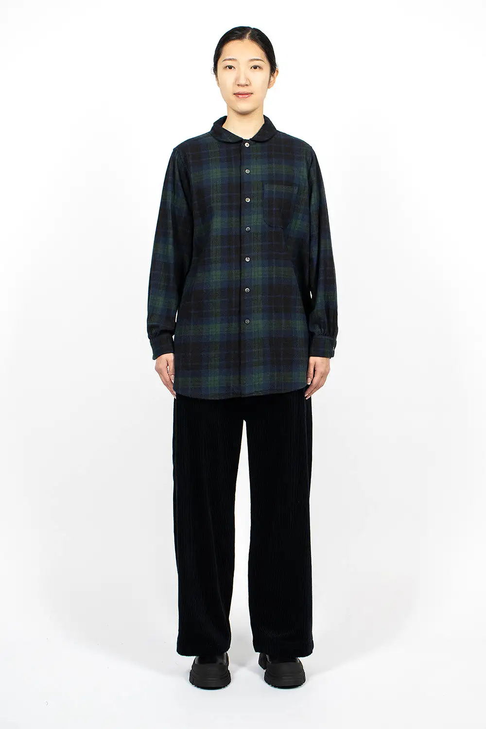 Rounded Collar Shirt Blackwatch Tartan