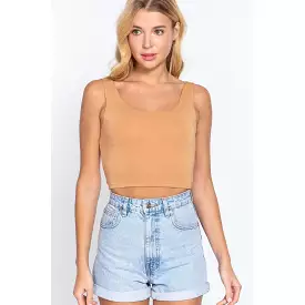 Scoop Neck 2 Ply Crop Tank Top