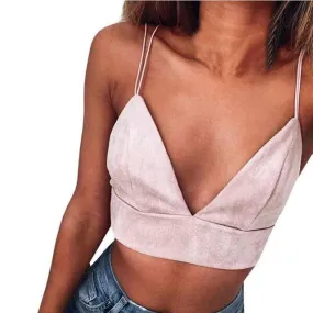 Sexy Women Strapy Cotton blend V-neck Camisole Vest Bandage Backless Crop Top For Women Pink   Style #25 GS