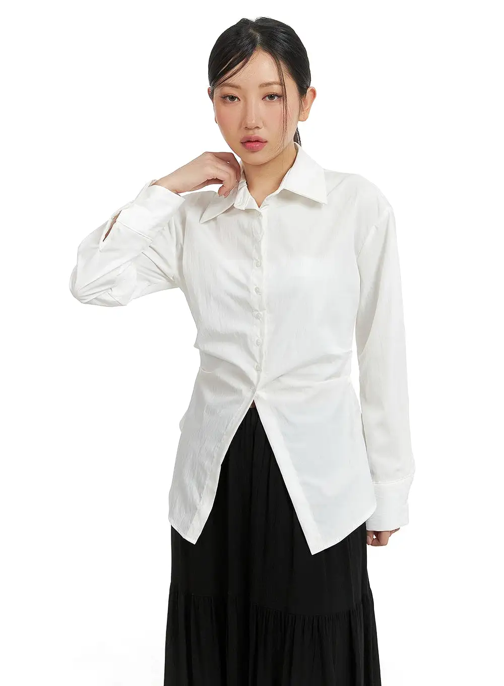 Shirred Collar Blouse Long Sleeve CM421