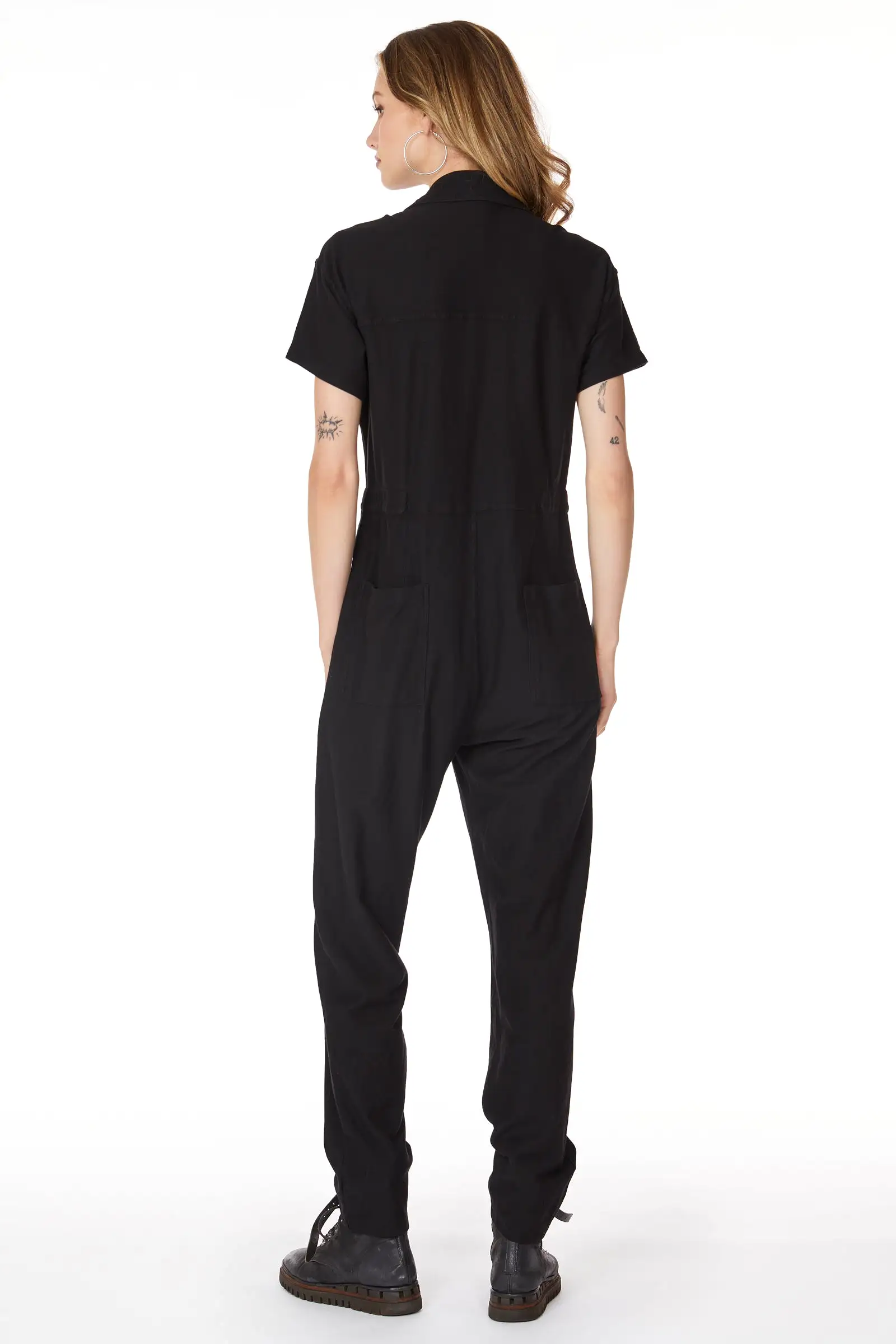 SHORT SLEEVE BUTTON FRONT JUMPSUIT