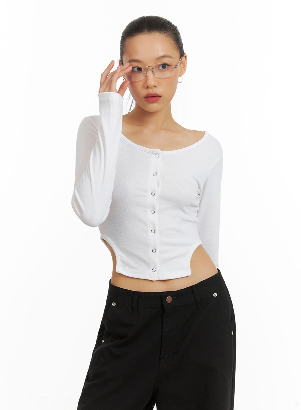 Snap Buttoned Crop Top IA417