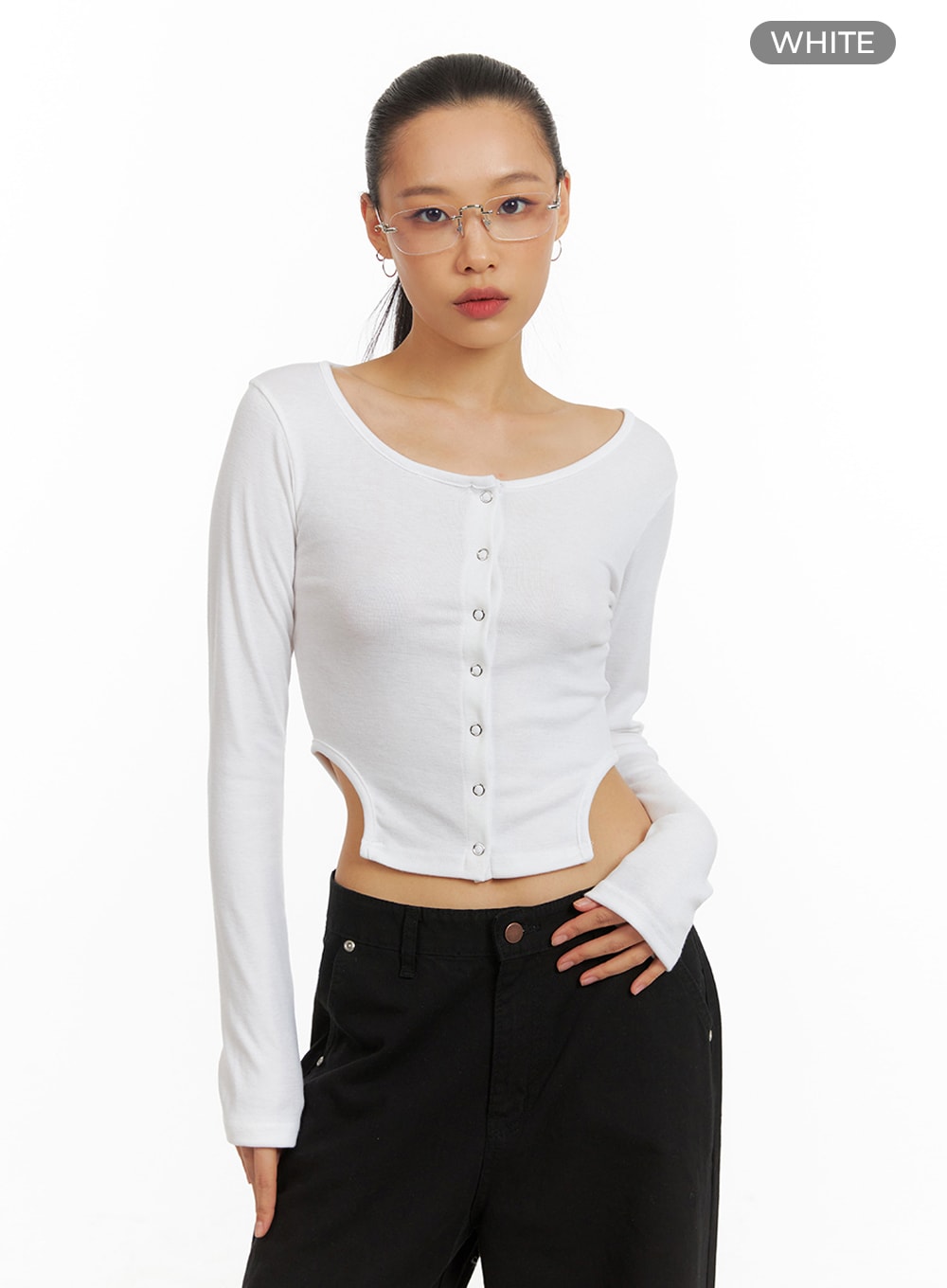 Snap Buttoned Crop Top IA417