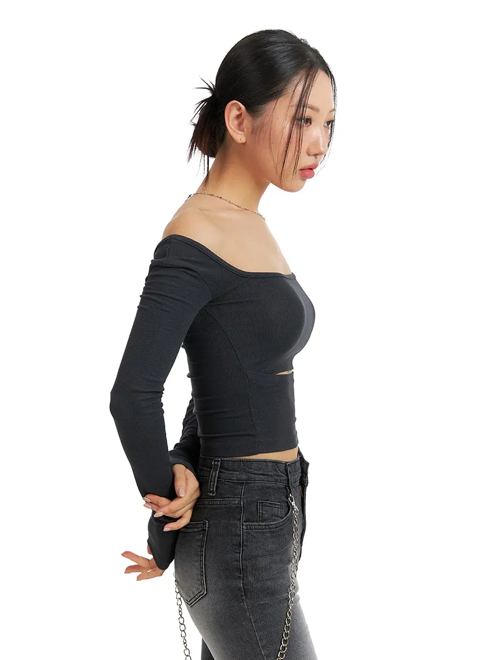 Square Neck Cut Out Crop Top IM405