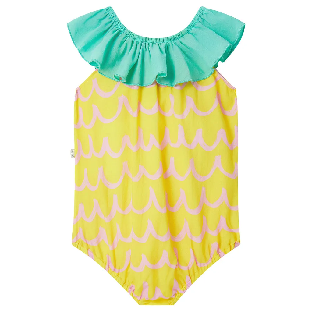 Stella McCartney Baby Bubble Romper Pinapple Waves Print Yellow