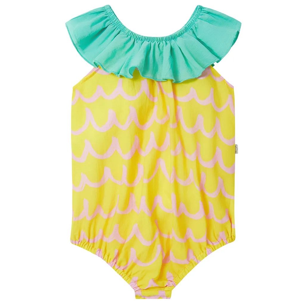 Stella McCartney Baby Bubble Romper Pinapple Waves Print Yellow