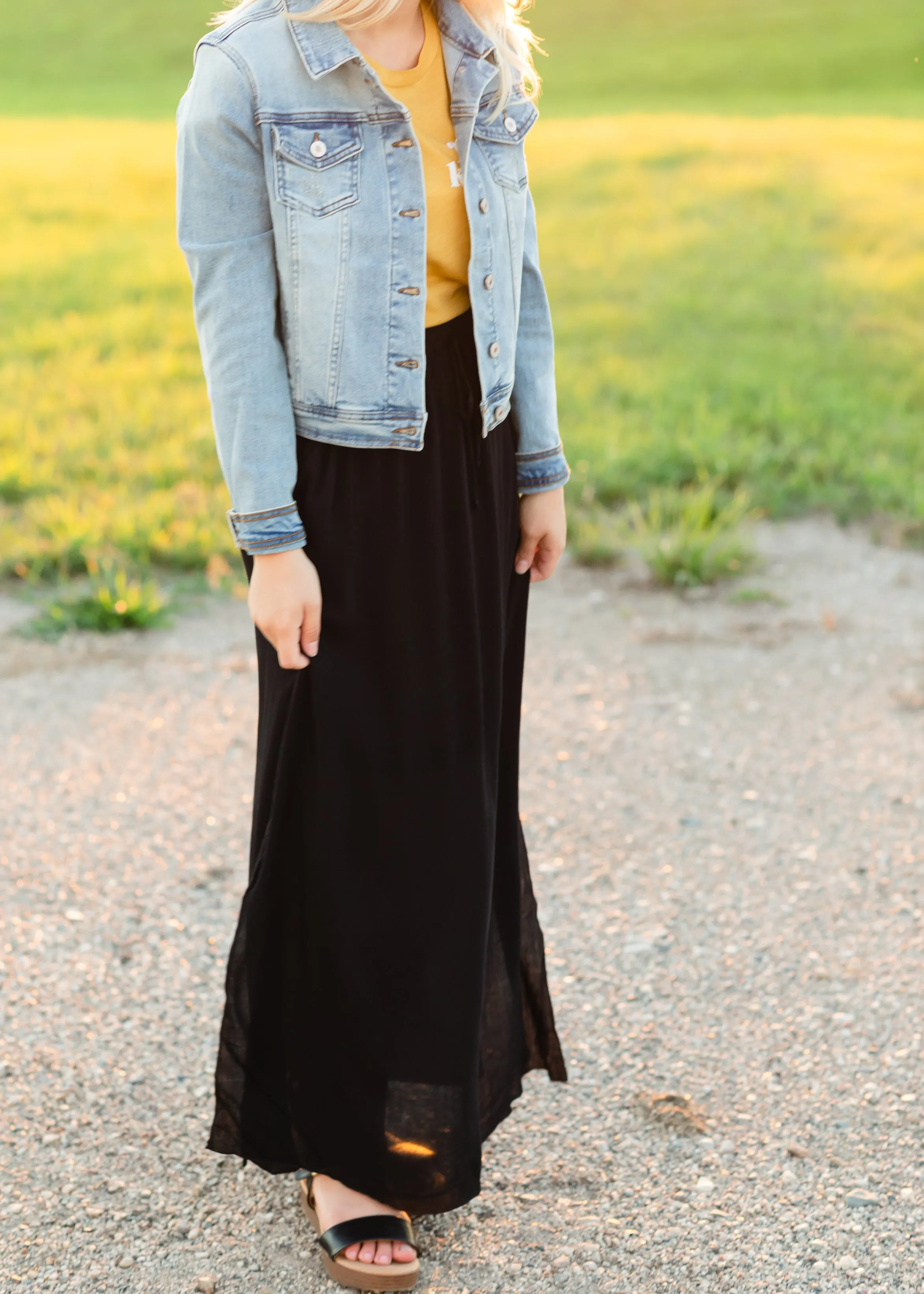 Stretch Waist Gauze Lined Knit Maxi Skirt - FINAL SALE