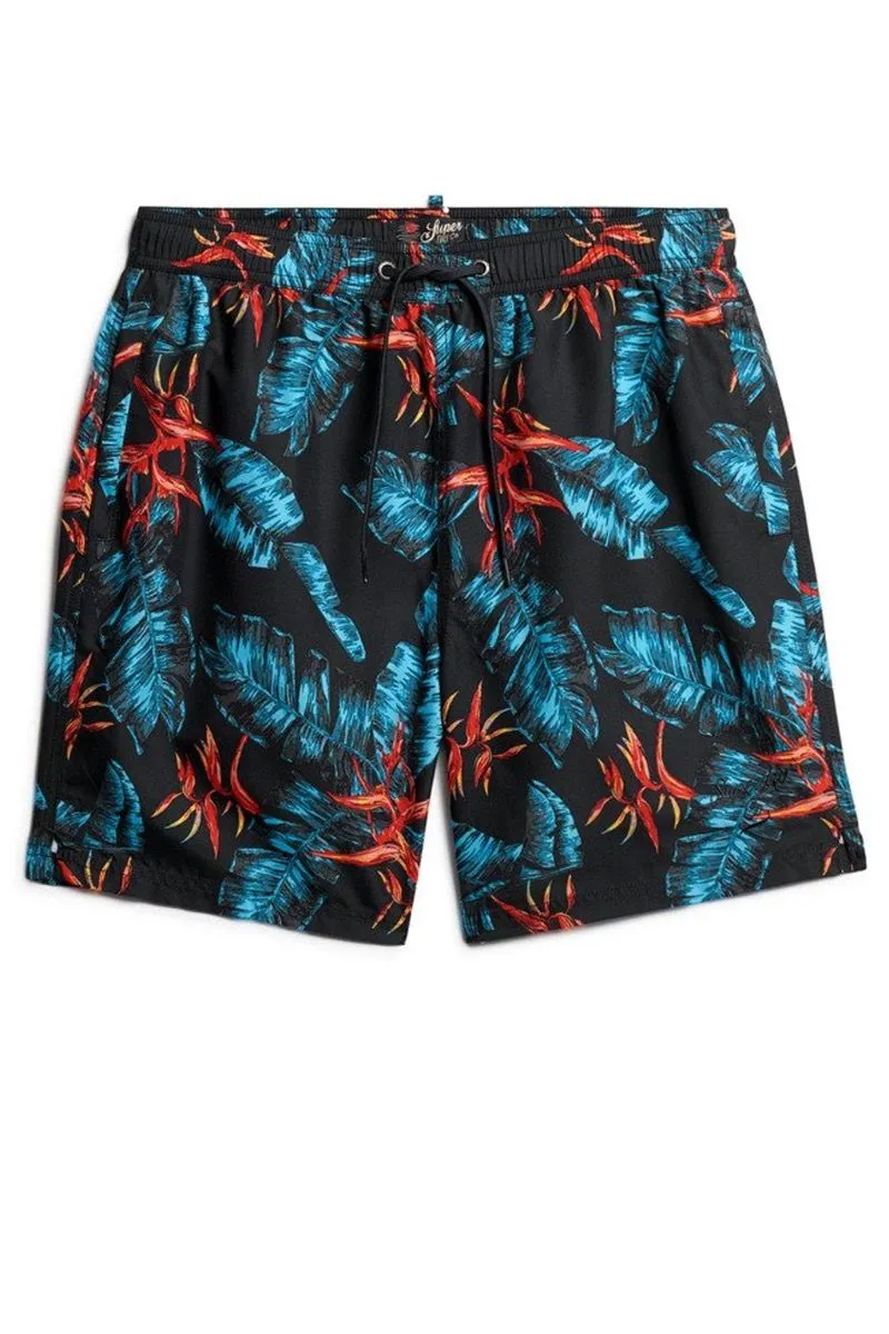 Superdry Hawaiian Print Swim Shorts Dark Navy Fire