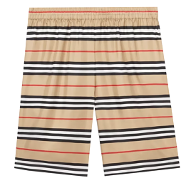 Supreme Burberry Logo Print Silk Twill Shorts Archive Beige