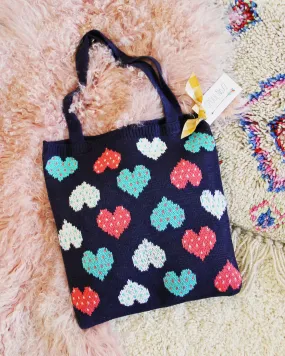 Sweater Knit Heart Tote