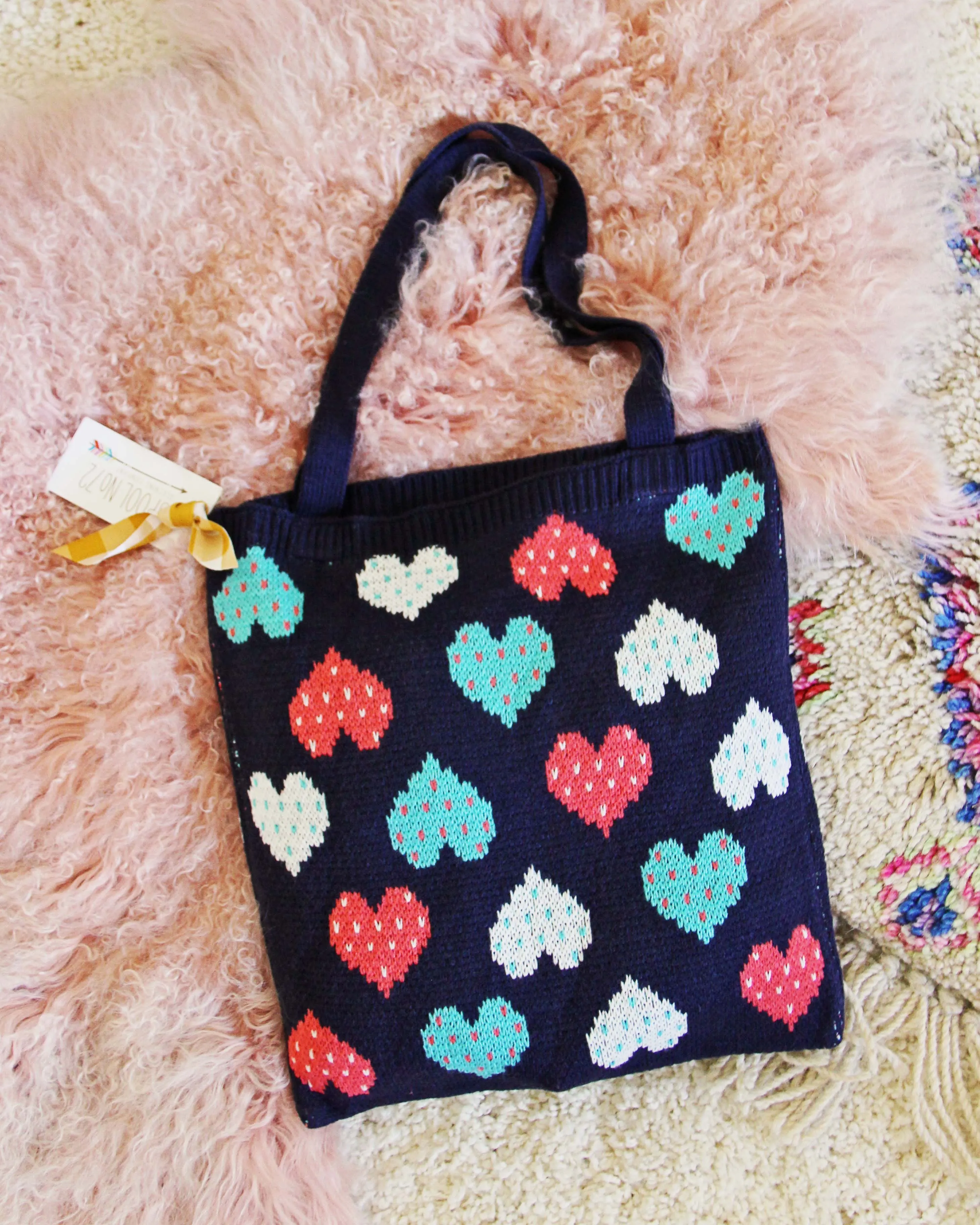 Sweater Knit Heart Tote