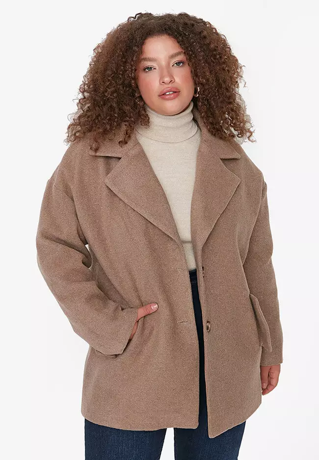 Trendyol Plus Size Buttoned Coat