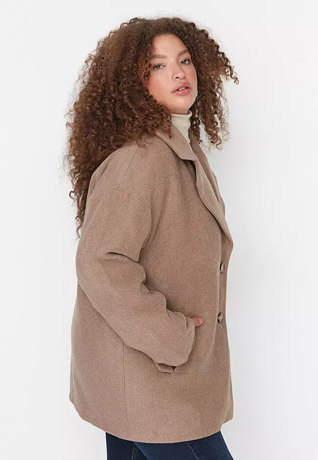 Trendyol Plus Size Buttoned Coat