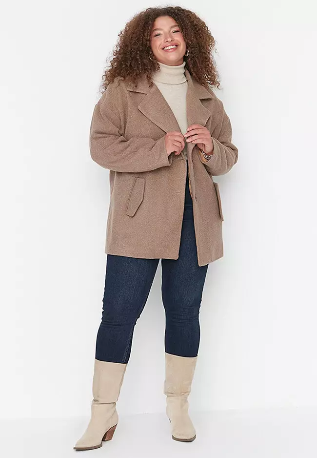 Trendyol Plus Size Buttoned Coat