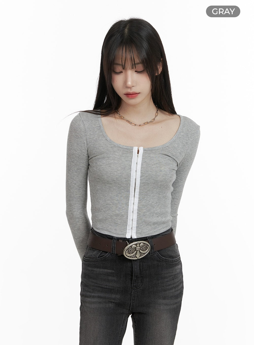 U Neck Hook Crop Top CA403