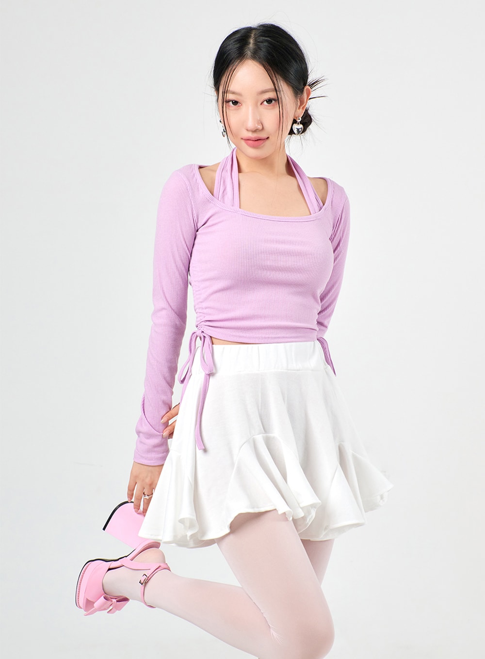 U-Neck Layered Crop Top IJ430