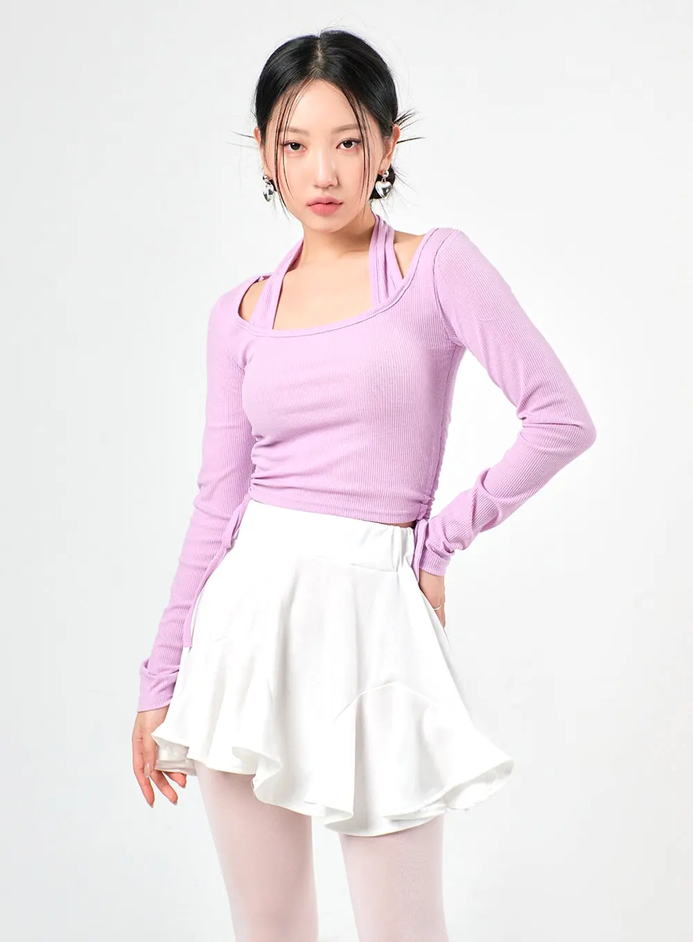 U-Neck Layered Crop Top IJ430