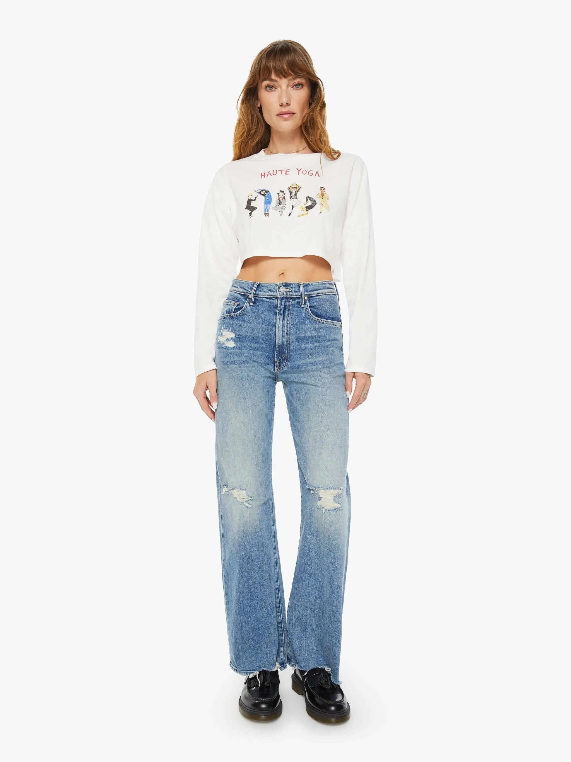 Unfortunate Portrait Haute Yoga Long Sleeve Crop Tee - White