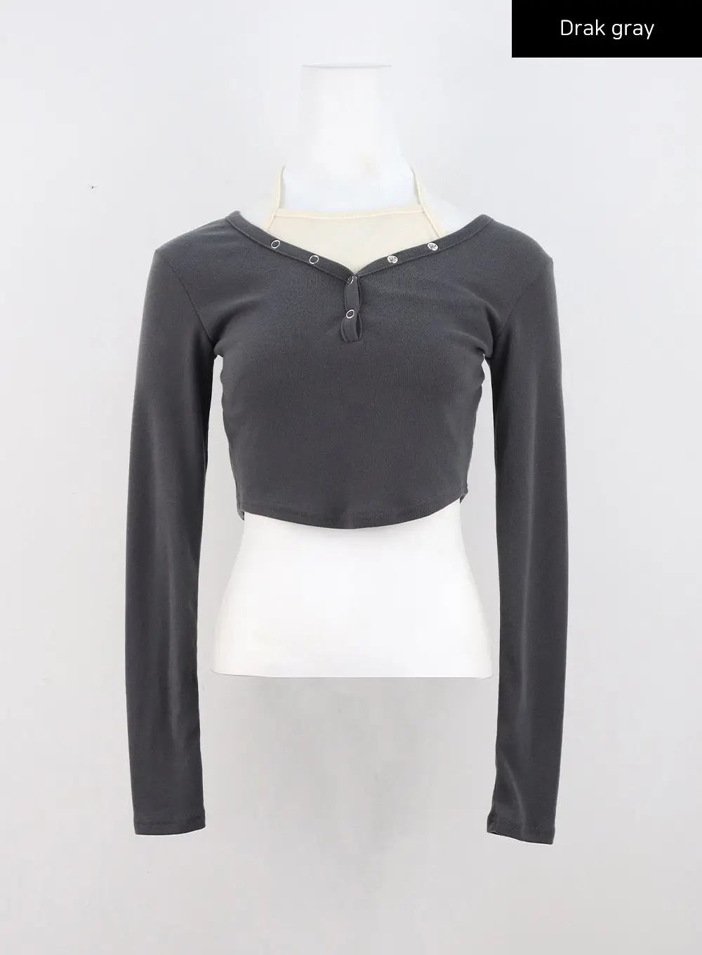 V-Neck Buttoned Crop Top CN315