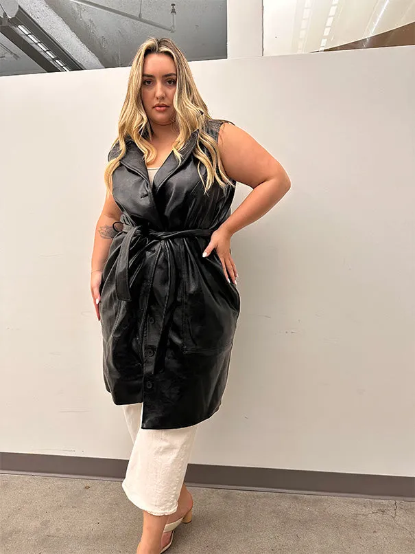 Vegan Leather Coat Dress/Vest