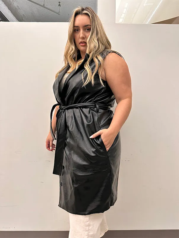 Vegan Leather Coat Dress/Vest