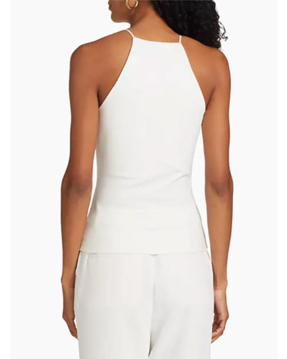 White Irina High Neck Tank Top