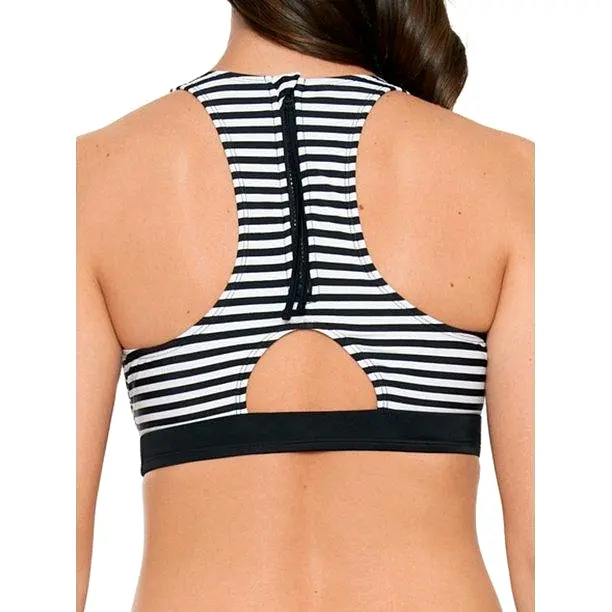 Women's striped high neck swimsuit top