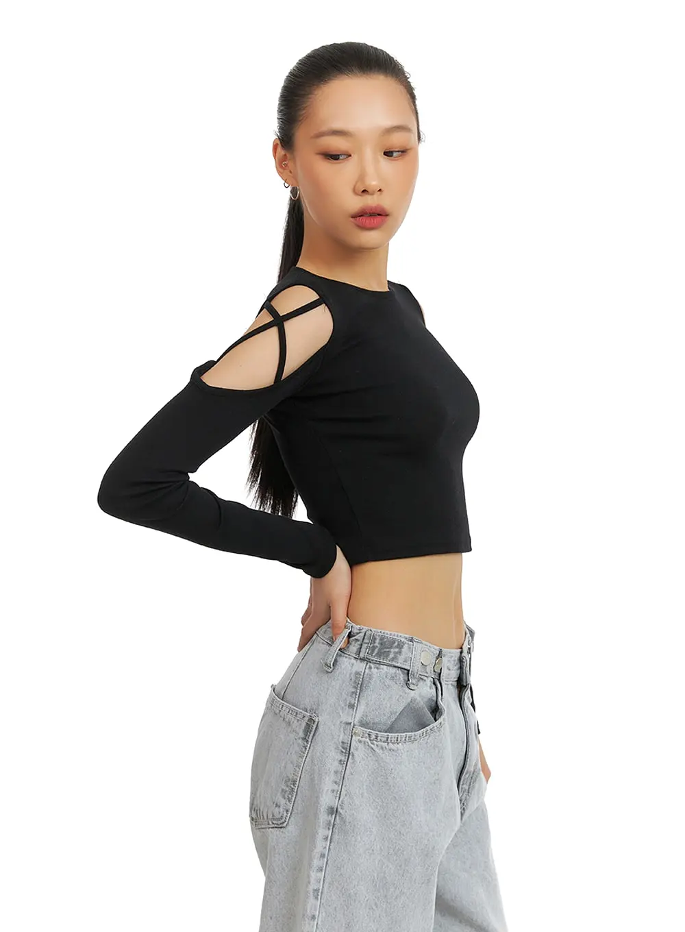 X-Strap Cut-Out Crop Top IA417