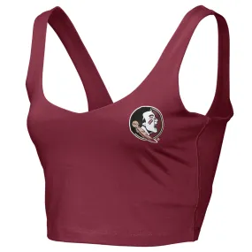 Zoozatz Women's Seminole Logo V-neck Crop Tank - Garnet